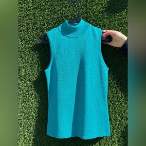 Methode Womens Turtle Neck Tank. Metallic Blue Size M
